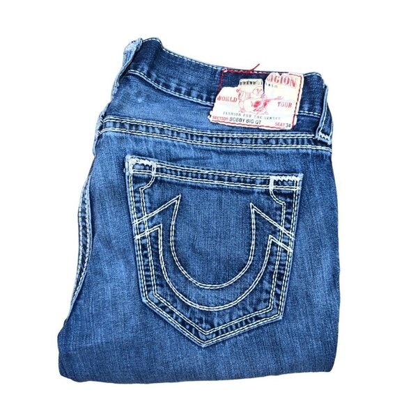 Vintage True Religion Jeans Size 32 BOBBY BIG QT Blue - Picture 1 of 6